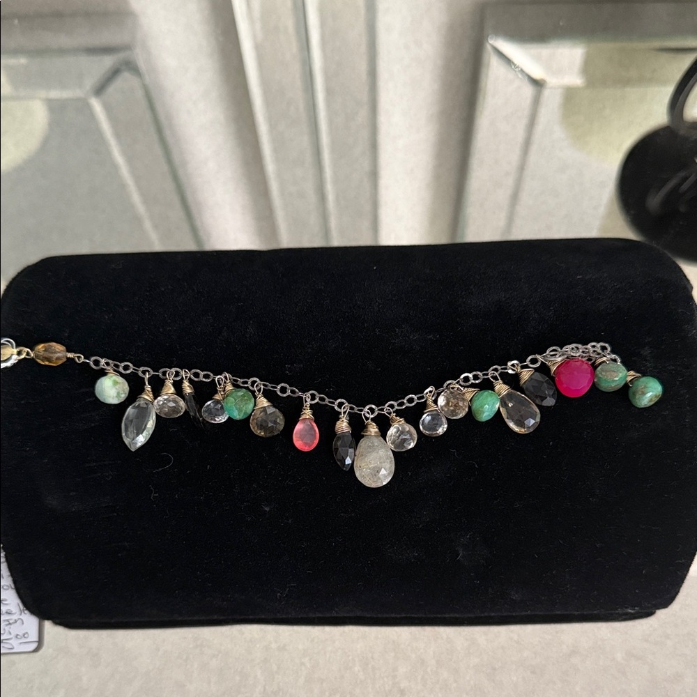 Elegant Vintage Multi-Color Semi-Precious Gemstone Bracelet Made In Maui